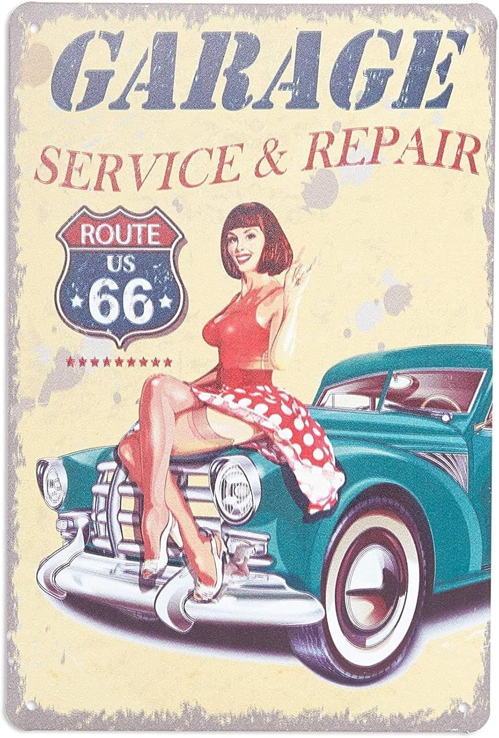 Vintage Metal Signs 6 Pack Iron Wall Decor Garage Car Wall Art Indoor Outdoor