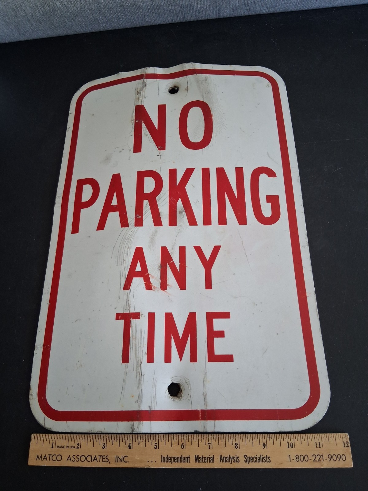 Authentic NO PARKING ANY TIME Vintage Retired Metal Street Sign 18×12 Red