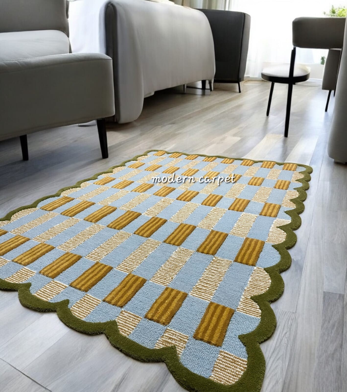 Matilda Goad Plaid Rugs Handmade 100% Woolen Hand Tufted For Home Decoration