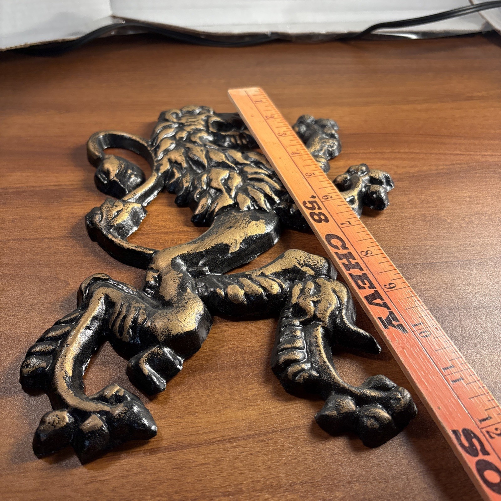 Lion Wall Plaque, Royal Medieval Old World Decor, Metal Art Hand Painted