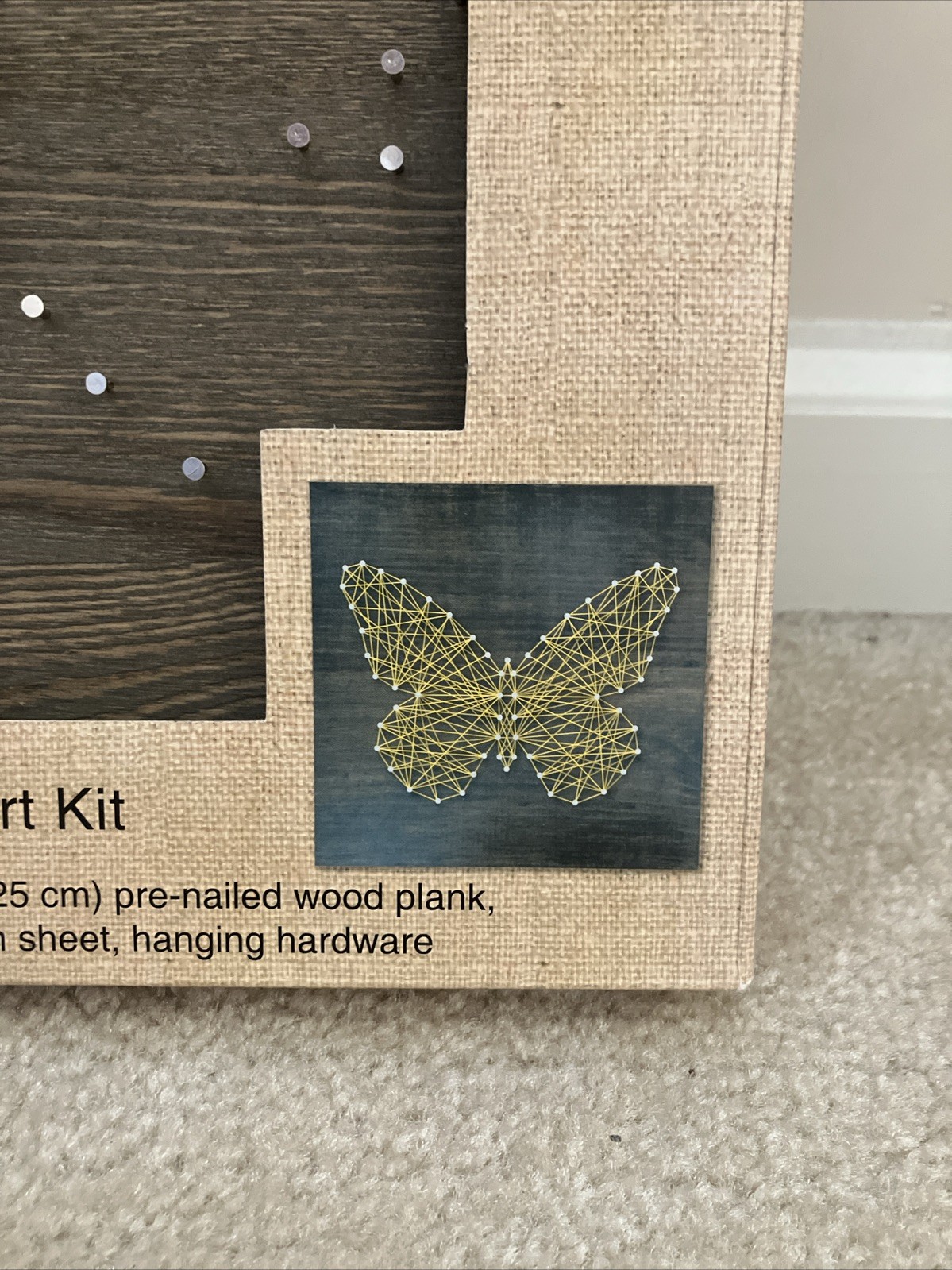 Fab Lab Holiday Craft Believe String Art Kit Decor 10” X 10” Nailed Wood Plank