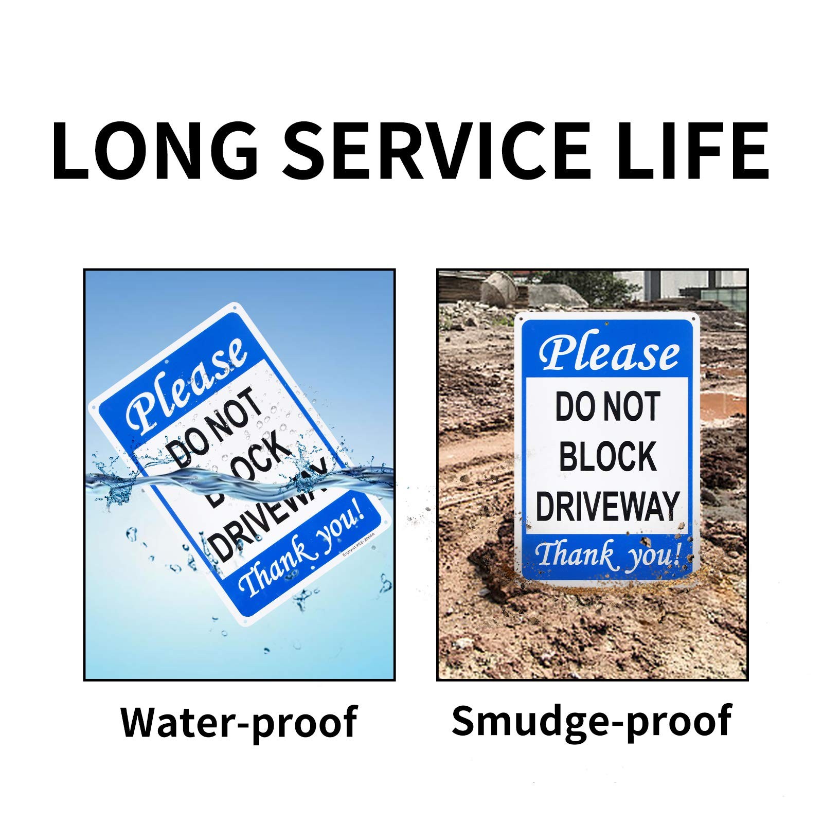 2-Pack Please Do Not Block Driveway Sign，No Parking 12” x 8”, reflective