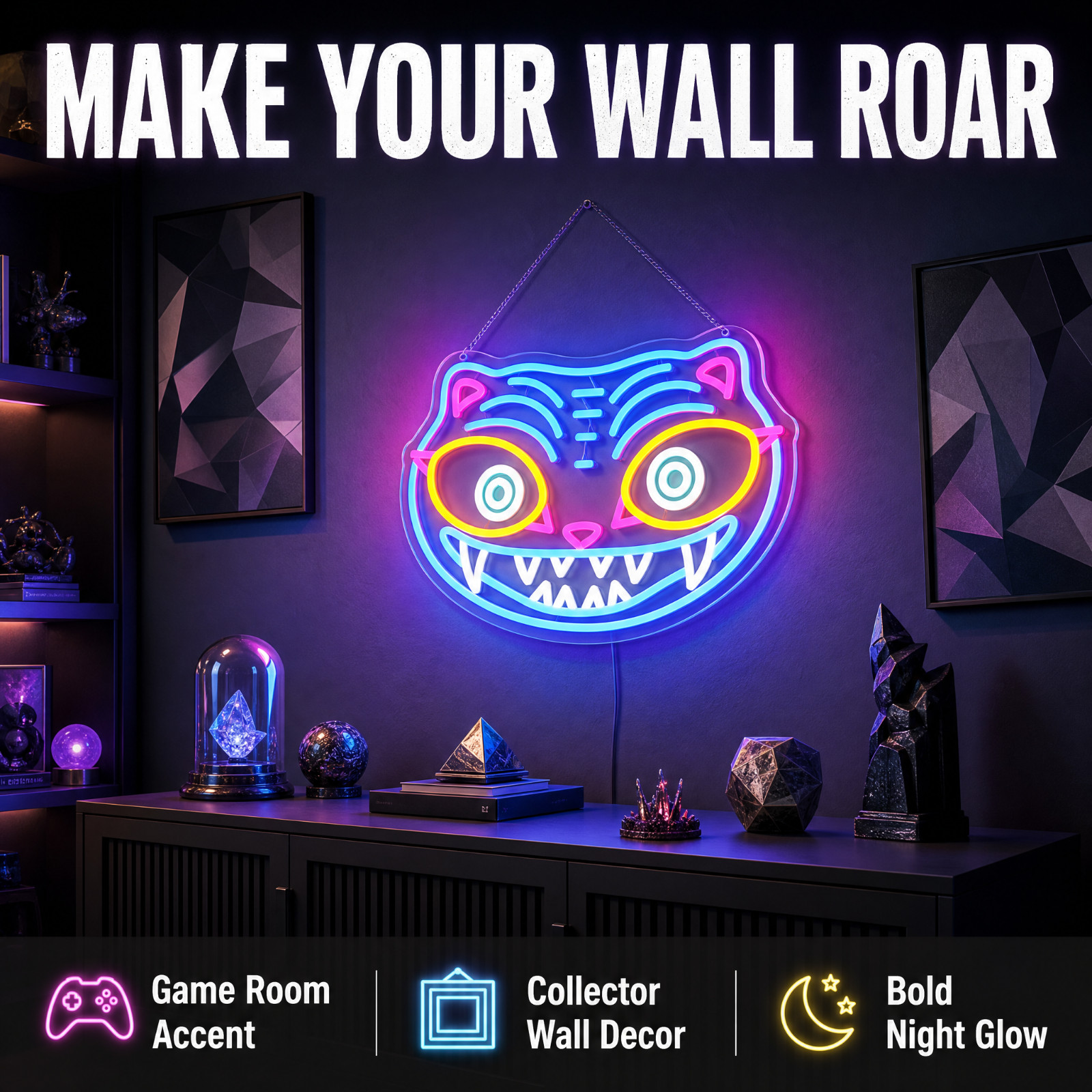 Derpy Tiger Multicolor LED Neon Sign 7.9″x15.7″