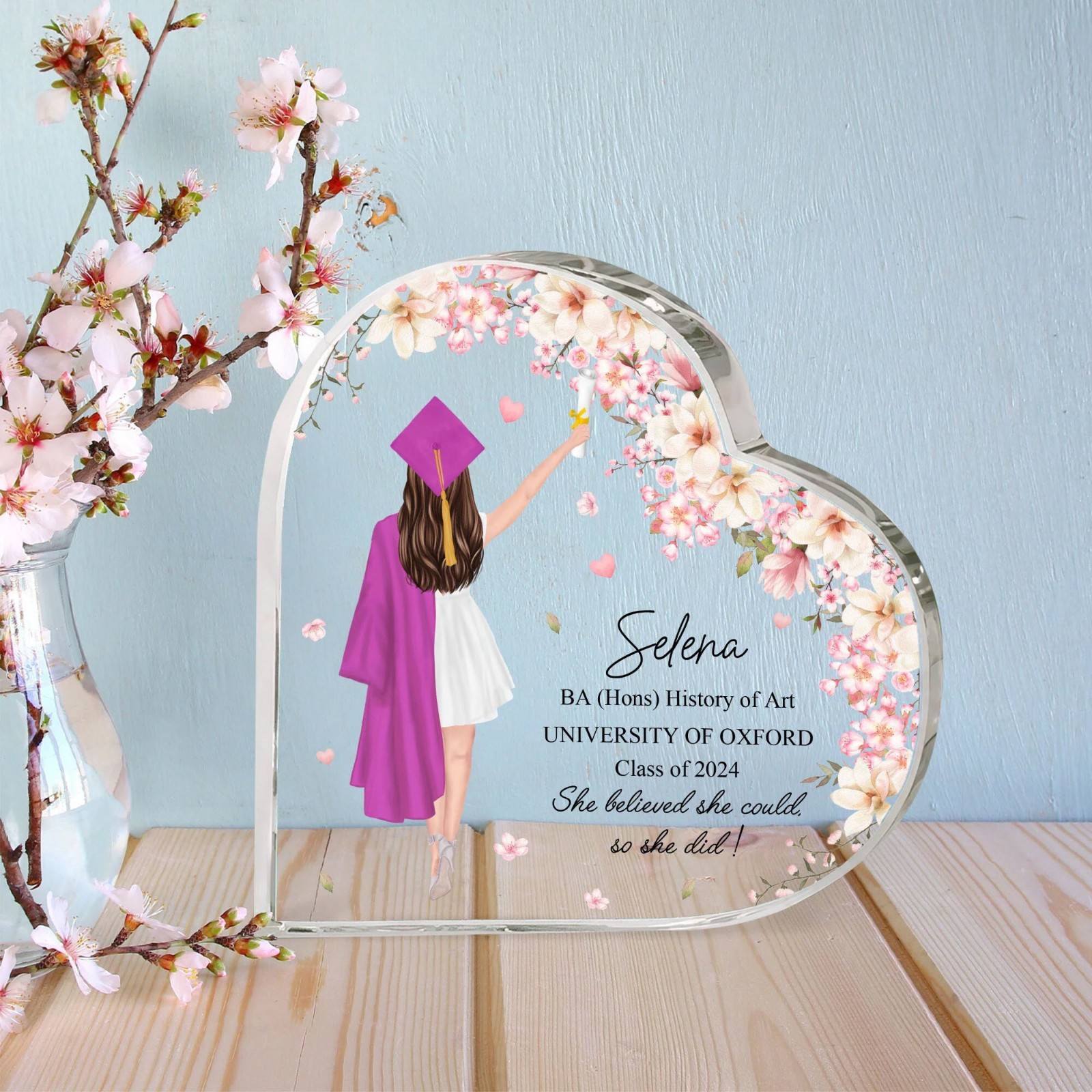Personalized Graduation Heart Acrylic Plaque Gift for Her Him College Graduation