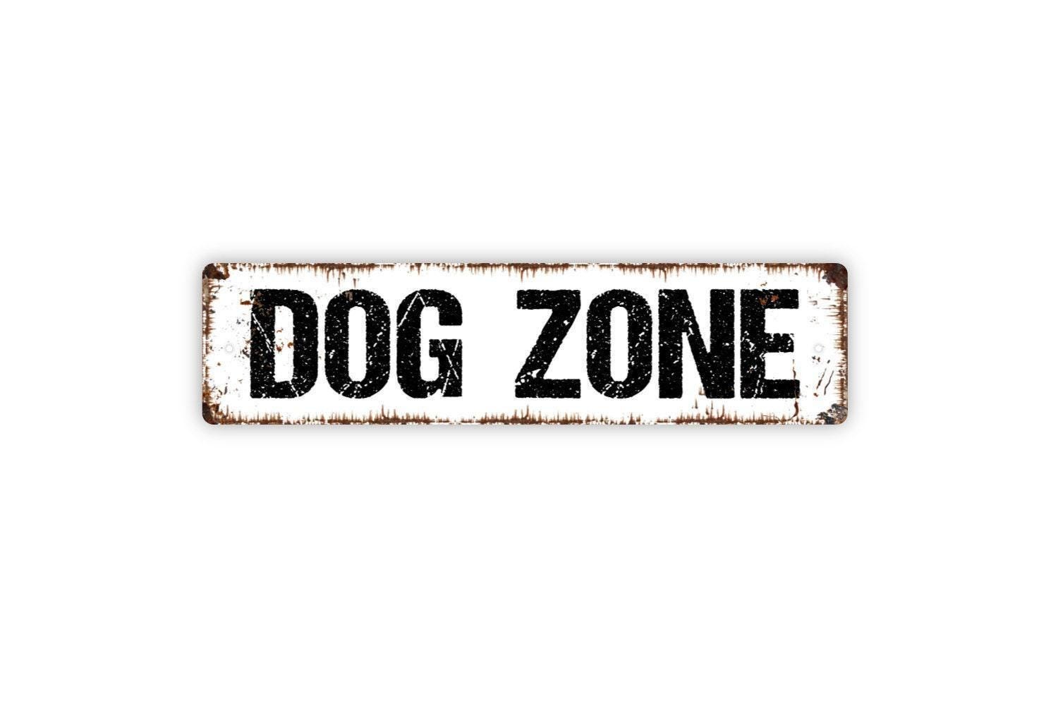 Dog Zone Sign Metal Wall Decor for Home Yard Fence Patio Pet Area Funny