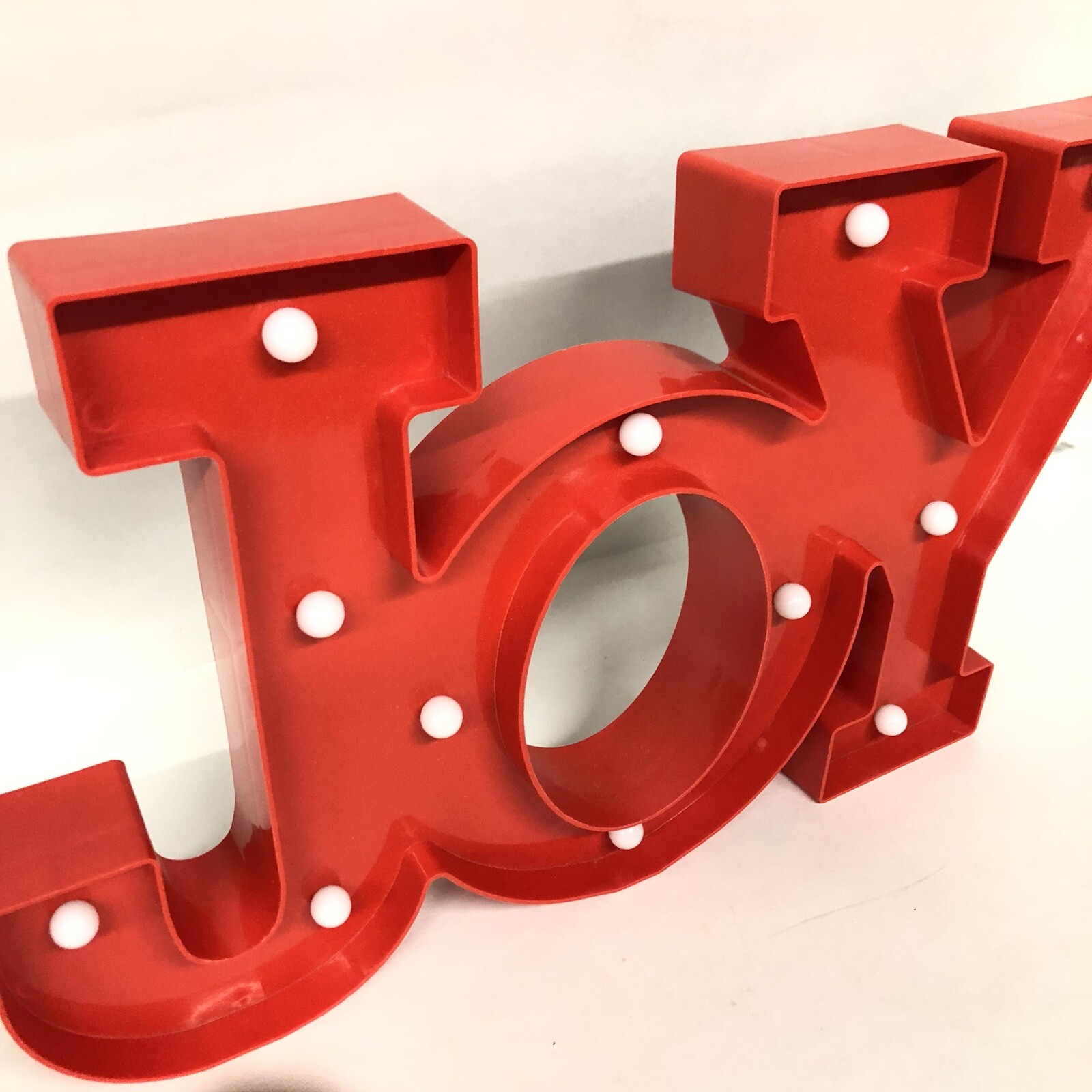 Red Marquee 3D Light Christmas Decor JOY Home Display Battery Operated