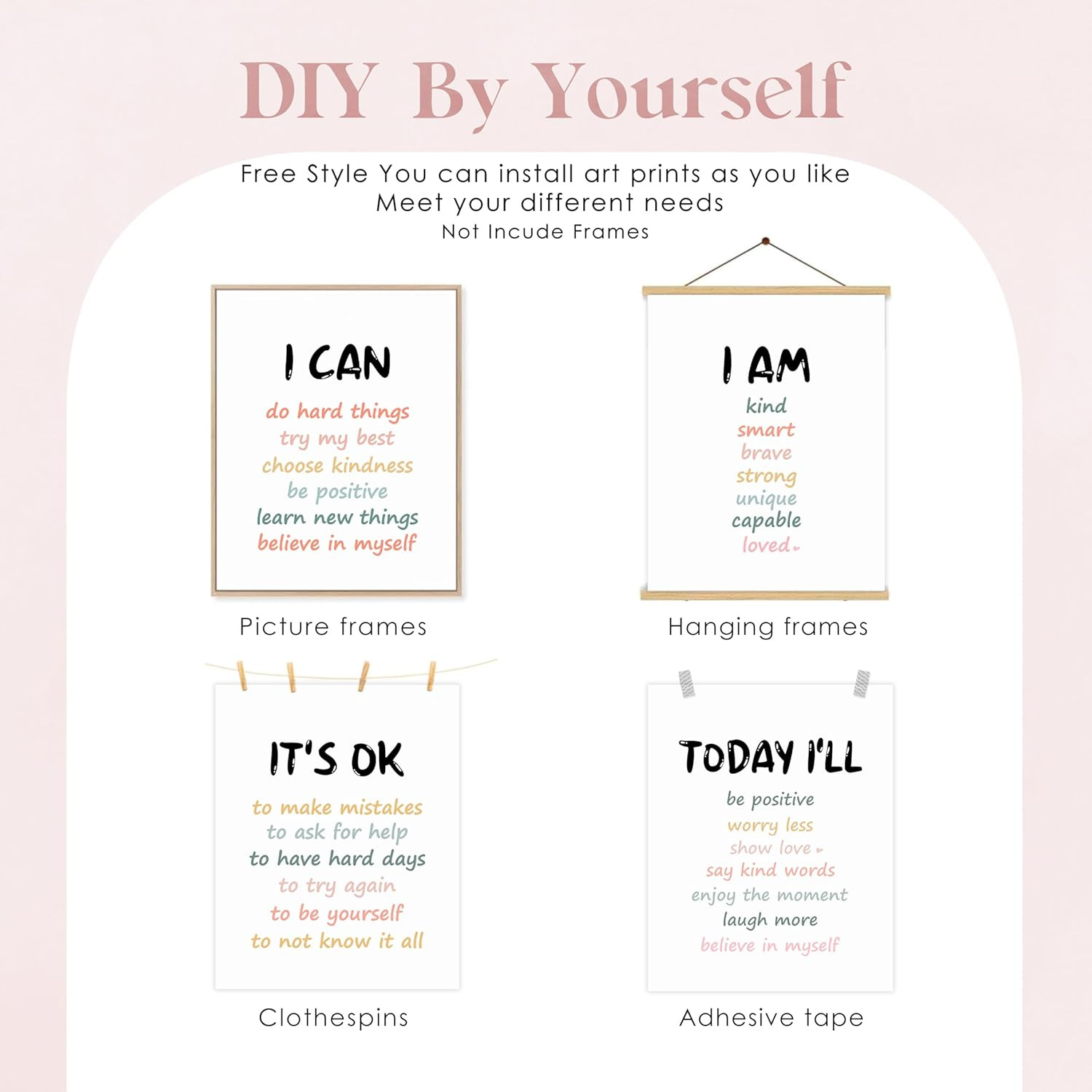 Positive Affirmation Wall Decor, Inspirational Motivational Quote Wall Art Print