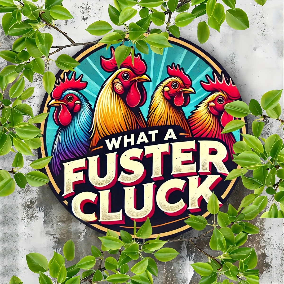 1pc, “What a Fuster Cluck” Rooster Sign, Tin Metal Signs 8×8 inches , Rustic Far
