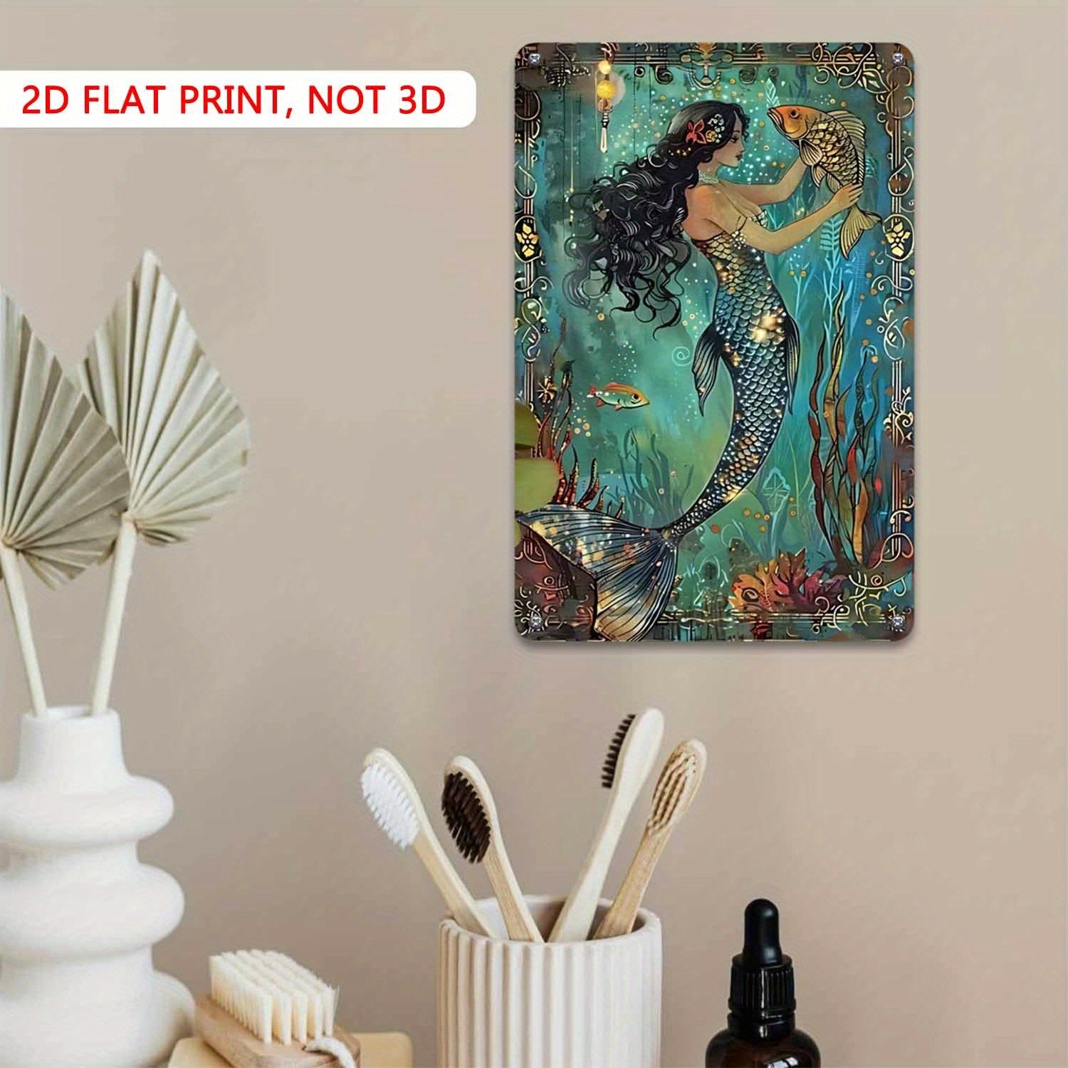 Vintage Mermaid Underwater Metal Sign Retro Ocean Nautical Home Wall Decor Gift