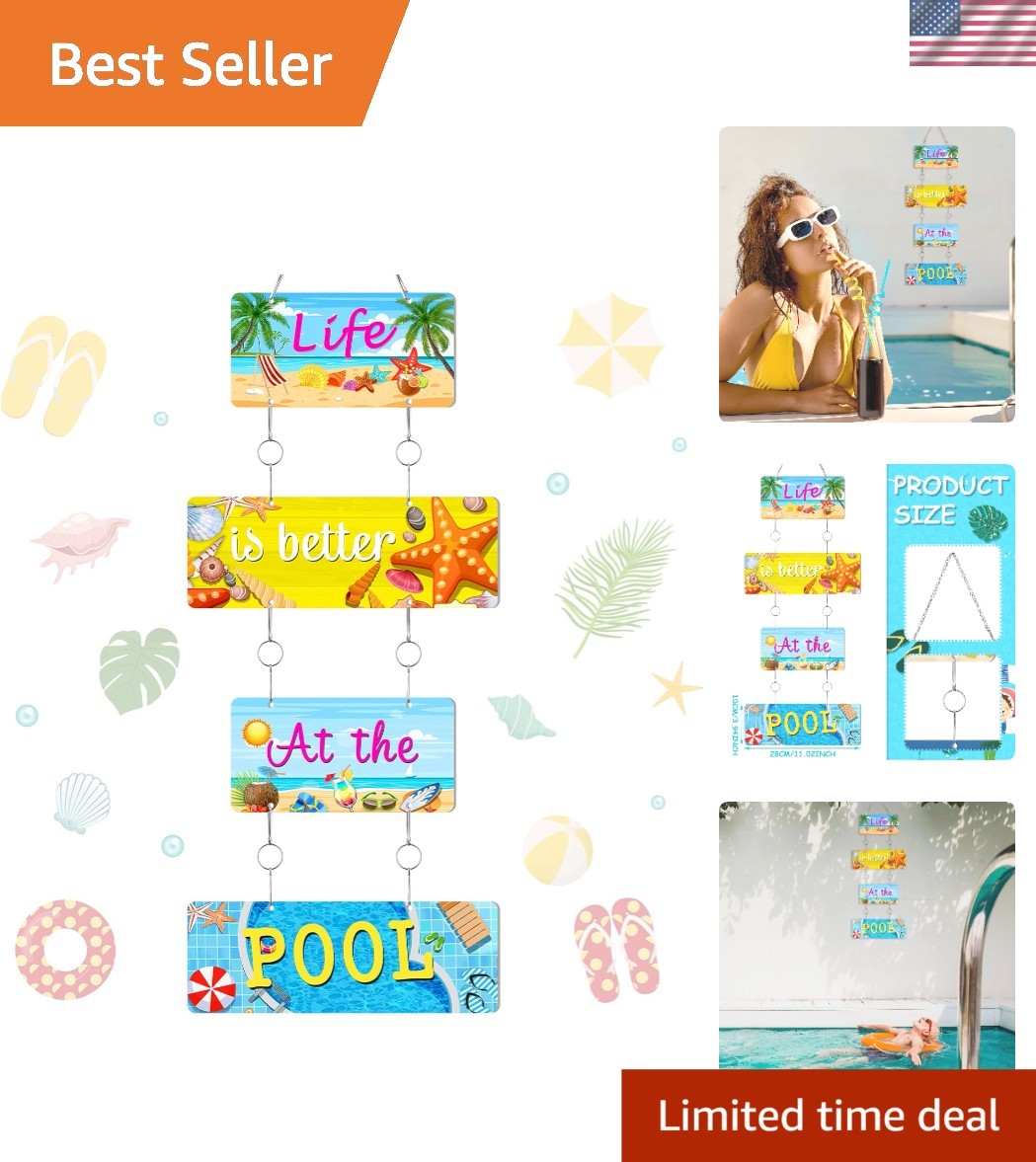Durable and Lightweight Hanging Beach Sign Set – Perfect for Poolsides