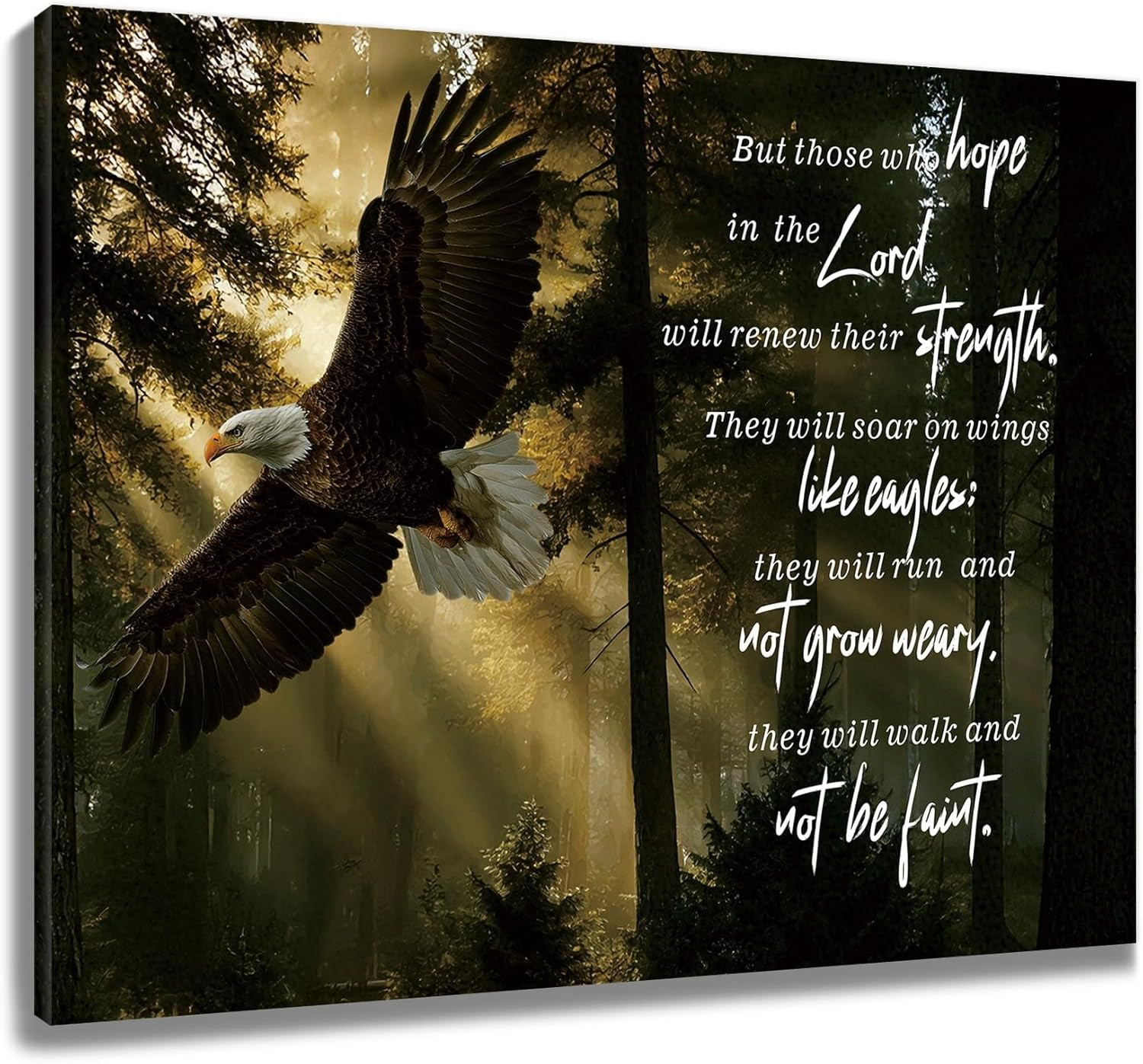 Inspirational Eagle Wall Art Modern Bible Verse with Rustic Wildlife Animal Canv