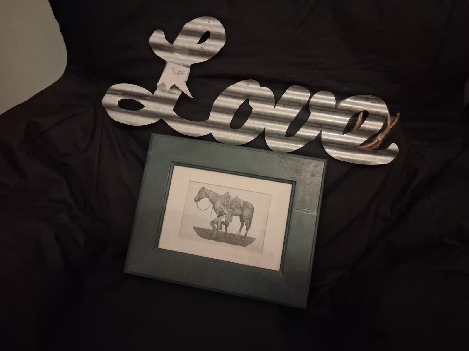 Cowboy print and love sign lot