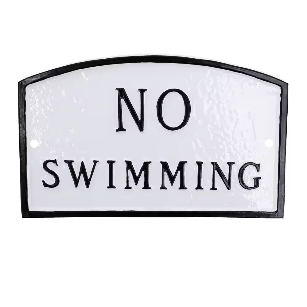 5.5 In. X 9 In. Small Arch No Swimming Statement Plaque Sign – White/Black
