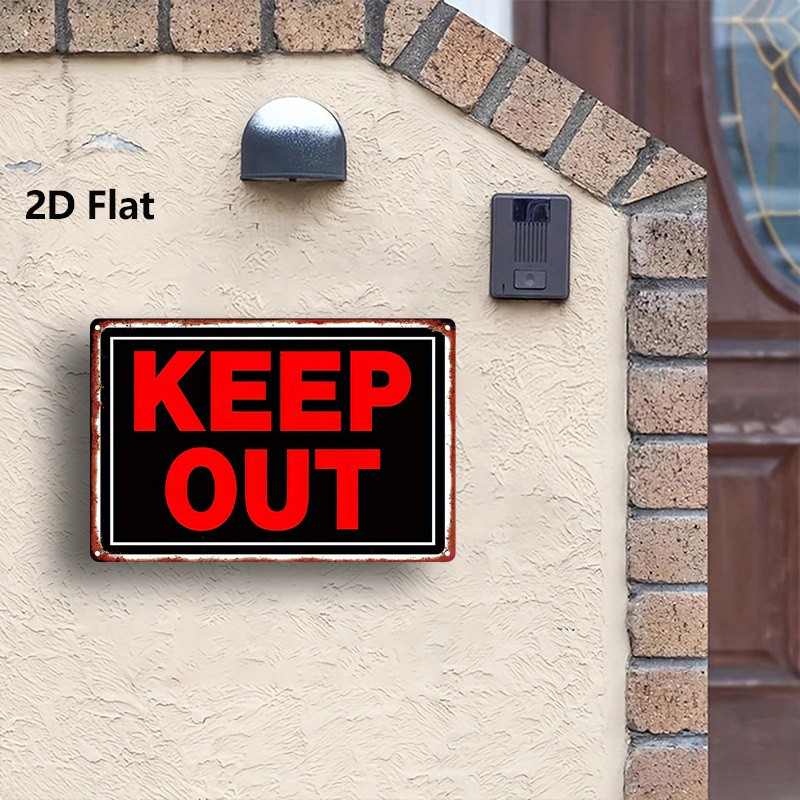 Metal Sign Red KEEP OUT Decorative Wall Art 20.32×30.48 cm