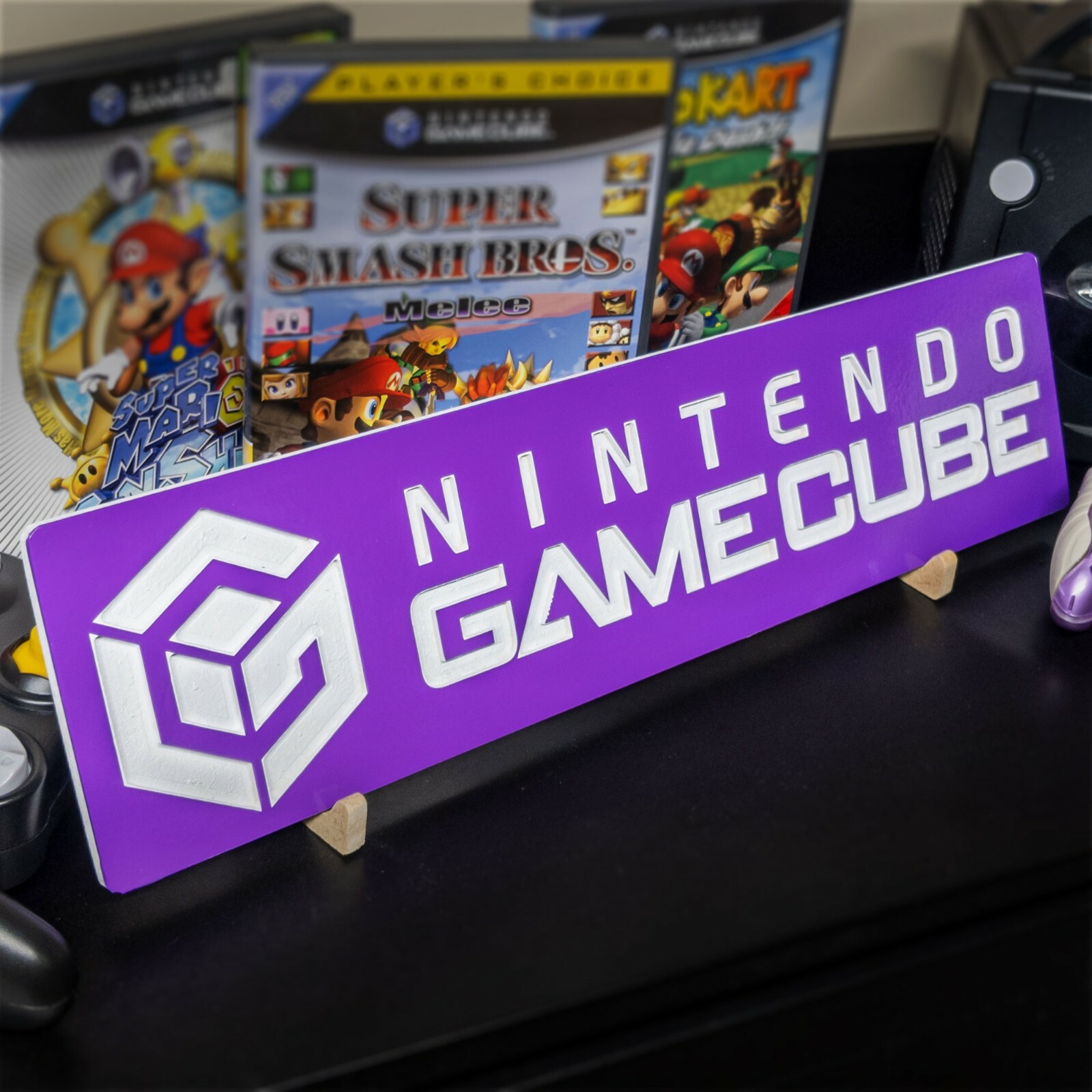 Large Engraved Nintendo Gamecube Logo Video Game Wall Art Collectable Sign