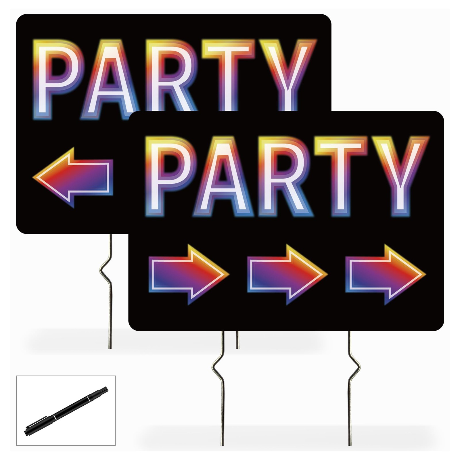 2 Pack Party Signs, Double-Sided Party Sign – 17×12 Inches Corrugated Plastic…