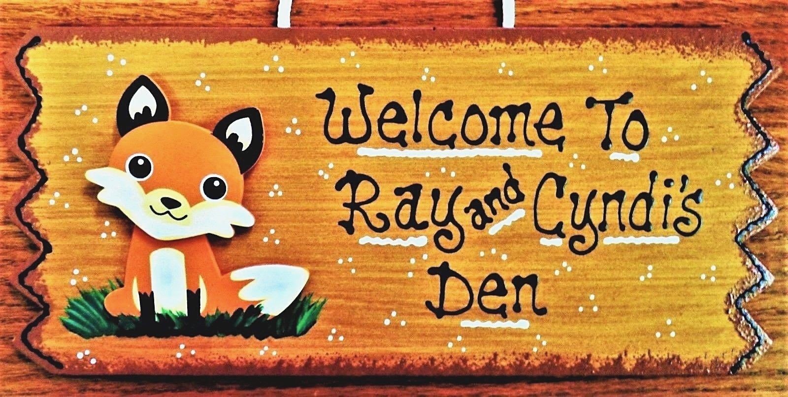 FOX DEN Personalized SIGN Name Plaque House Home Door Welcome Hanger Family Room