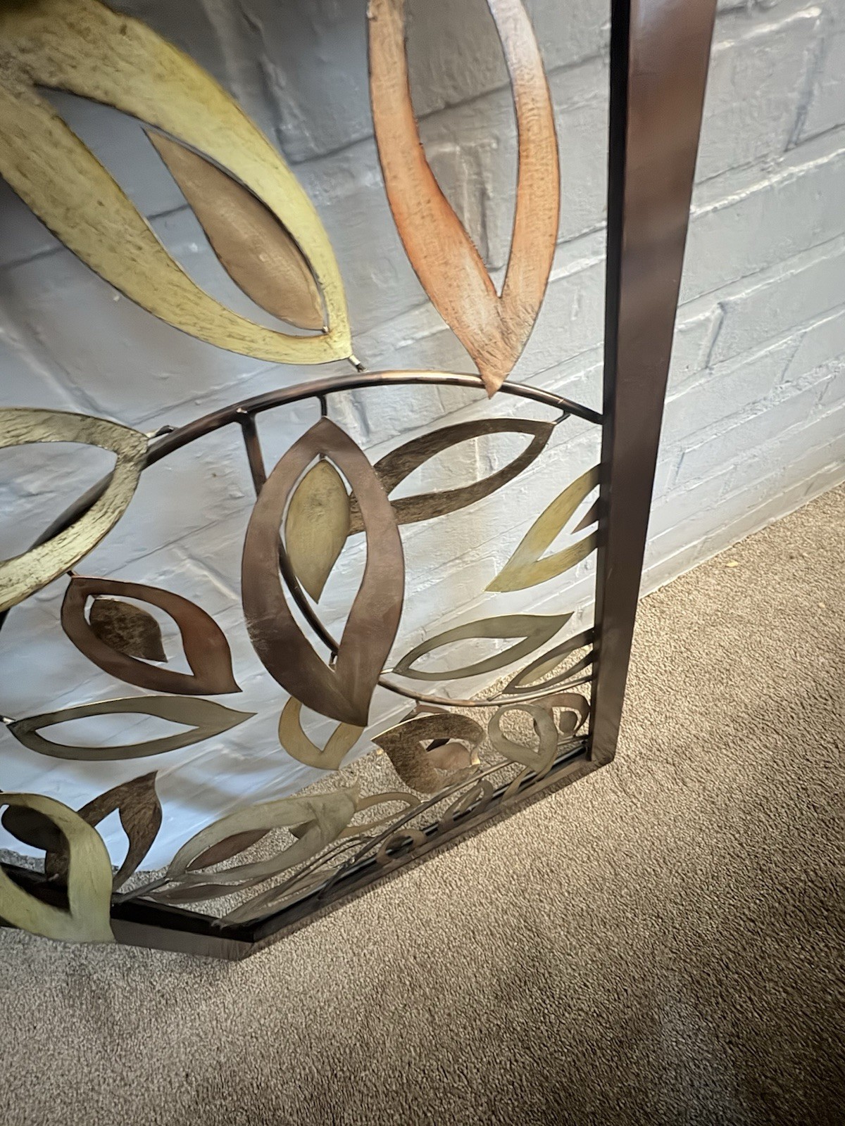 Metal Free Flowing Art hanging-with Brass And Copper Coloring “leaves”
