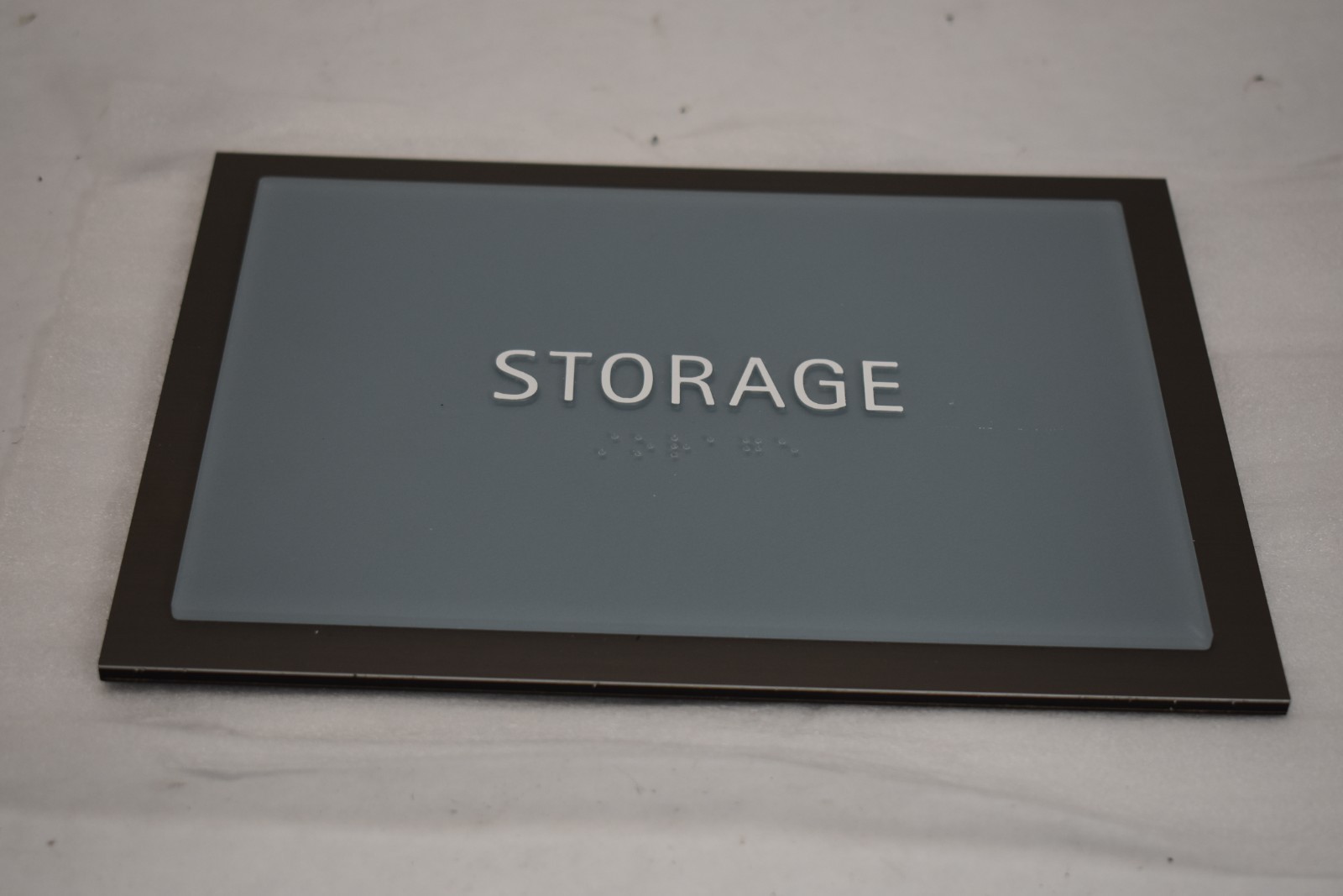 Self Adhesive Mounting Grey & Blue Hallway Door Storage Sign Braille Sign 9″x 7″
