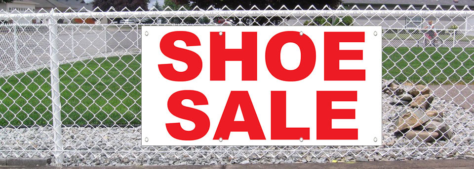Shoe Sale Red 13 Oz Vinyl Banner Sign With Grommets