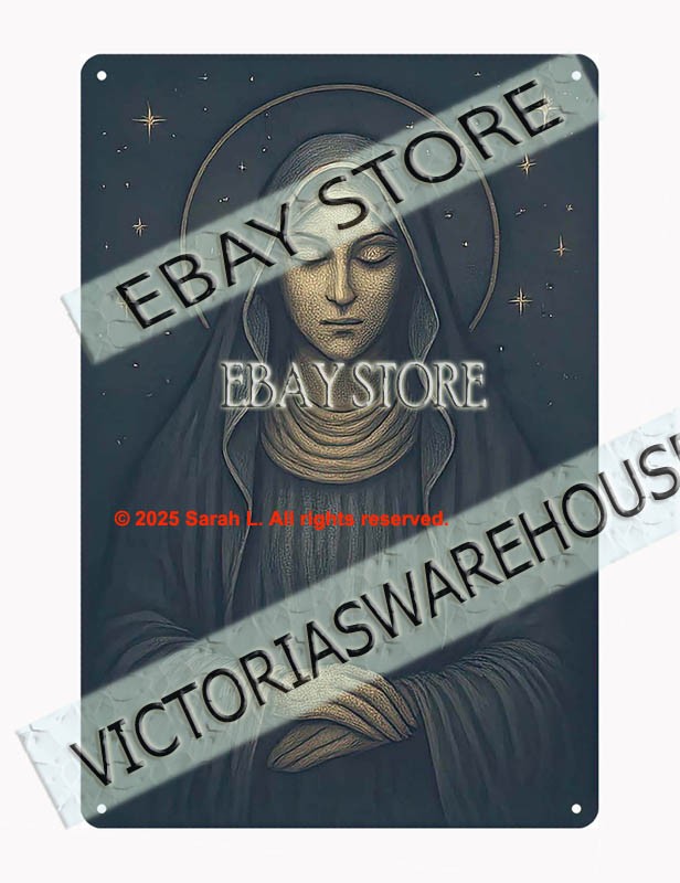 Tarot High Priestess tin sign lunar veil mystical decor