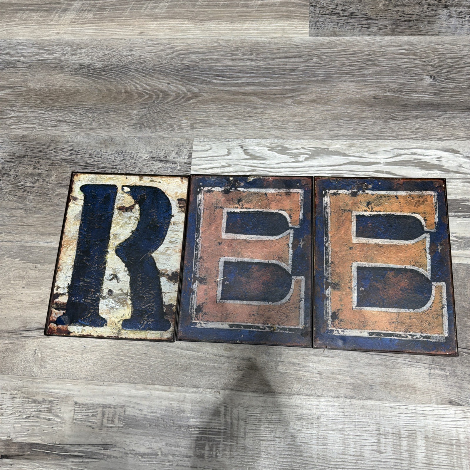 (3)Vintage Metal 9.5 x 7 inch Metal Letters