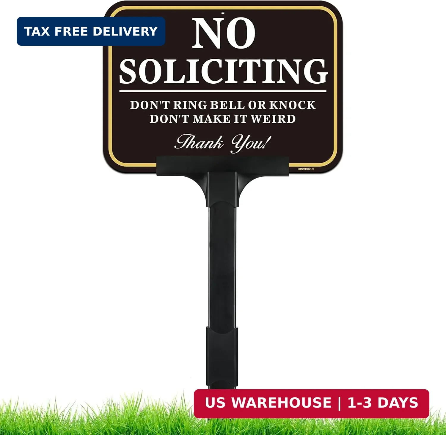 No Soliciting Sign for House with Adjustable Height Stake Set-14×10 Inch/42 Inch