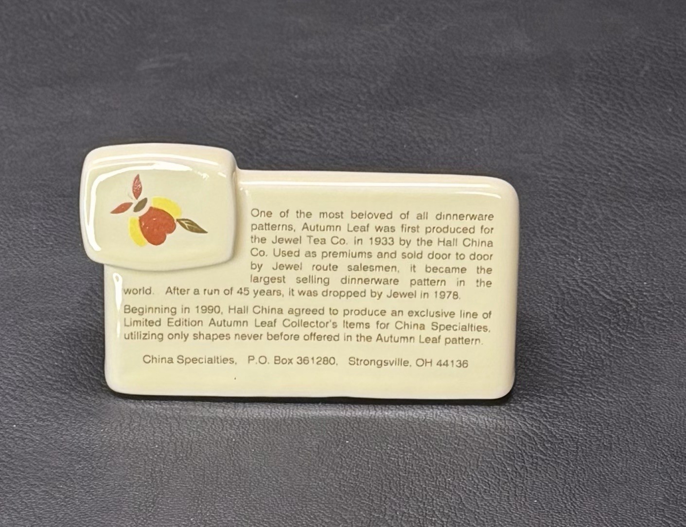 Hall Autumn Leaf Jewel Tea Advertising Ceramic Sign Vintage