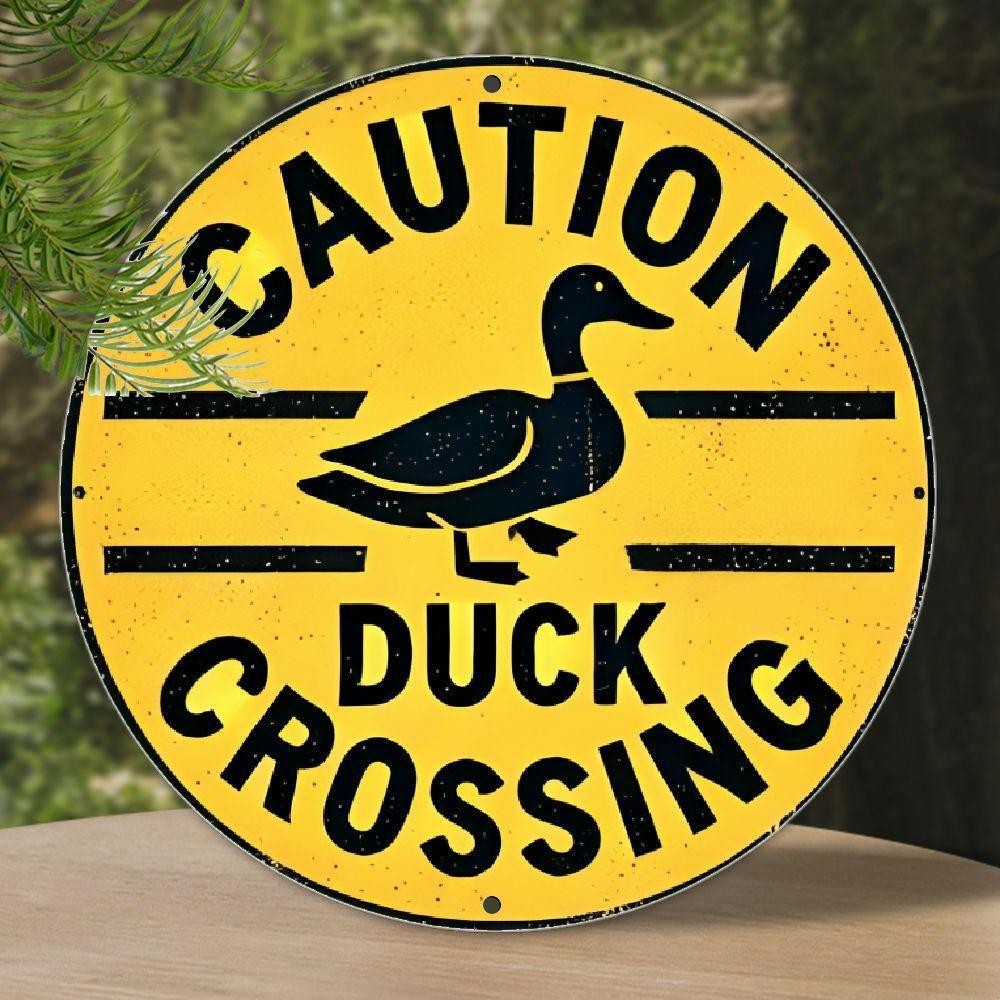 Aluminum “Caution Duck Crossing” Tin Metal Signs- Multipurpose Wall Hanging Pla