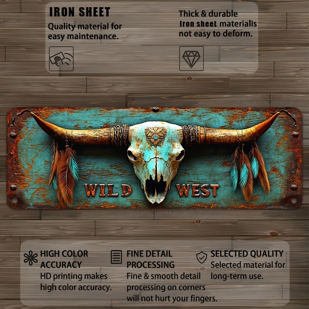 Wild West Tin Sign Vintage Western Saloon Decor Retro Metal Signs Bar Wall Art
