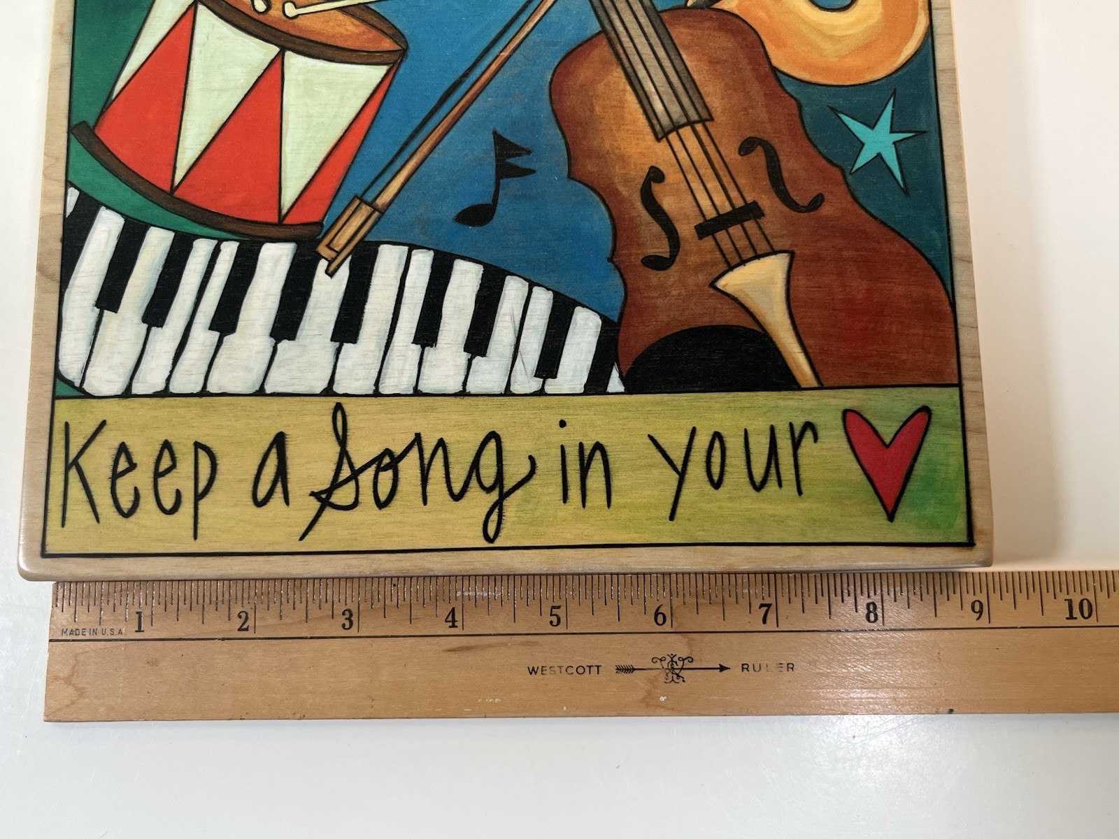 Sincerely Sticks Keep A Song In Your Heart 9″x9″ Wood Wall Hanging Plaque