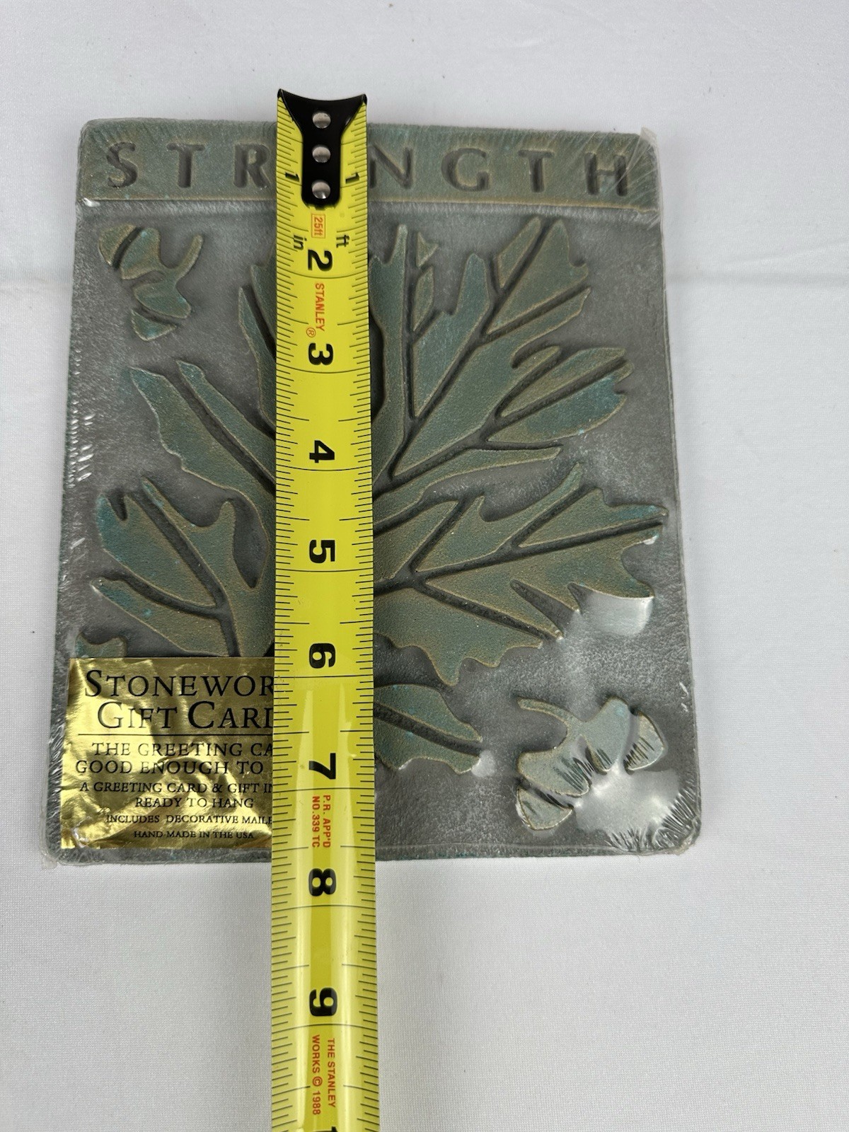 Stoneworks “Strength” Stone Gift Card Plaque Oak Leaf Wall Art New Sealed