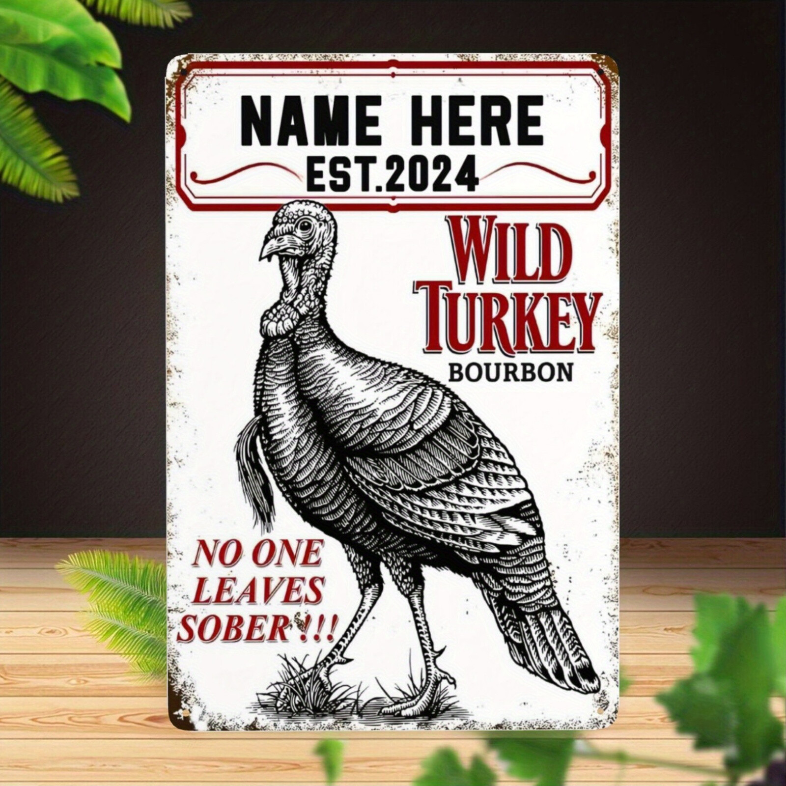 [2D Flat] 1pc Customizable Wild Turkey Tin Metal Signs – 8×12 Inch Rustic-Theme