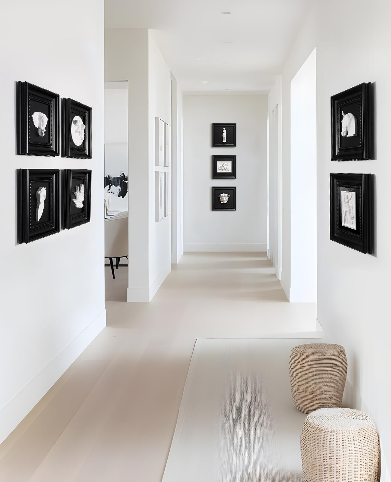Framed Black and White Wall Art Sculpture