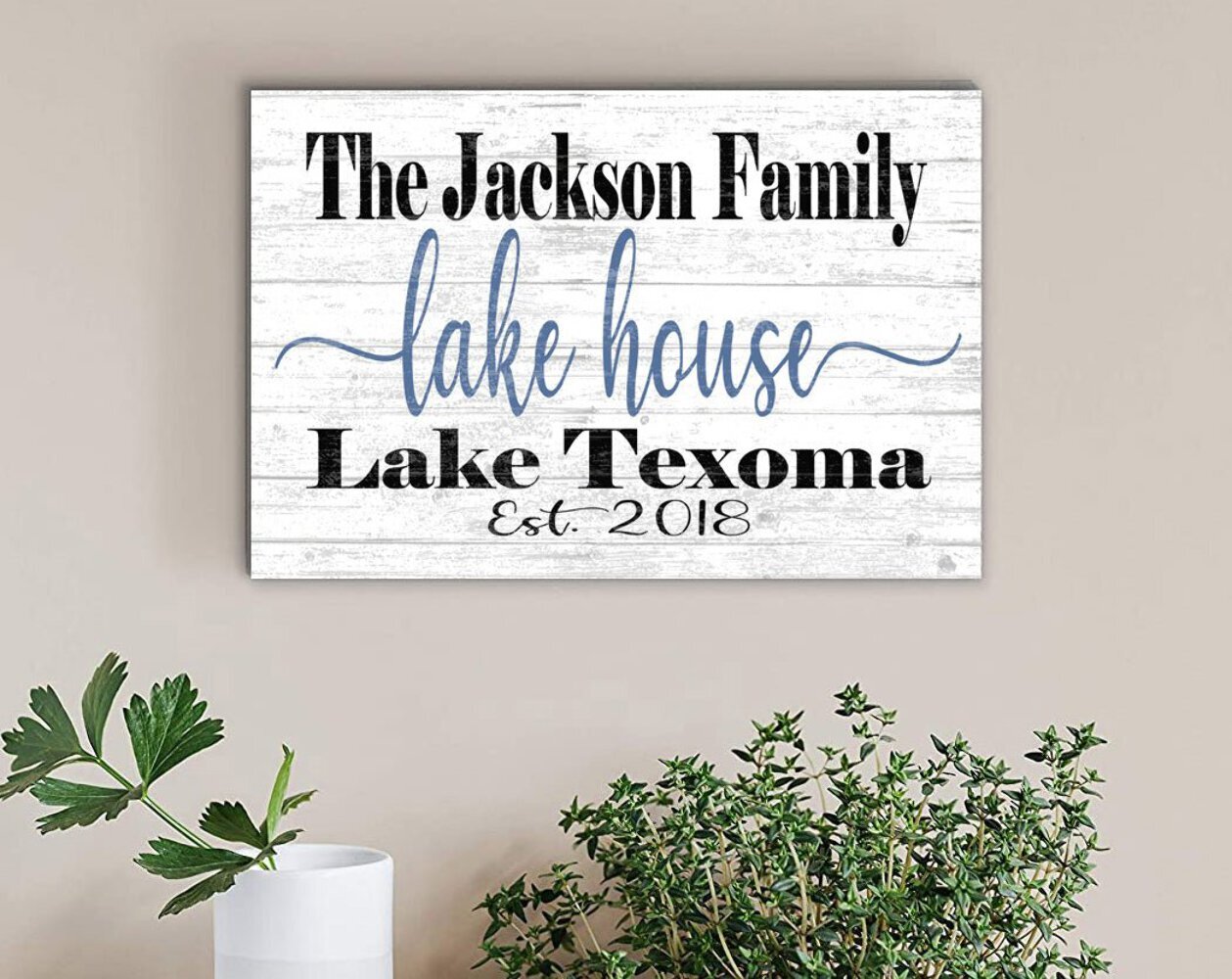 Custom Lake House Sign with Established Date – Solid Wood