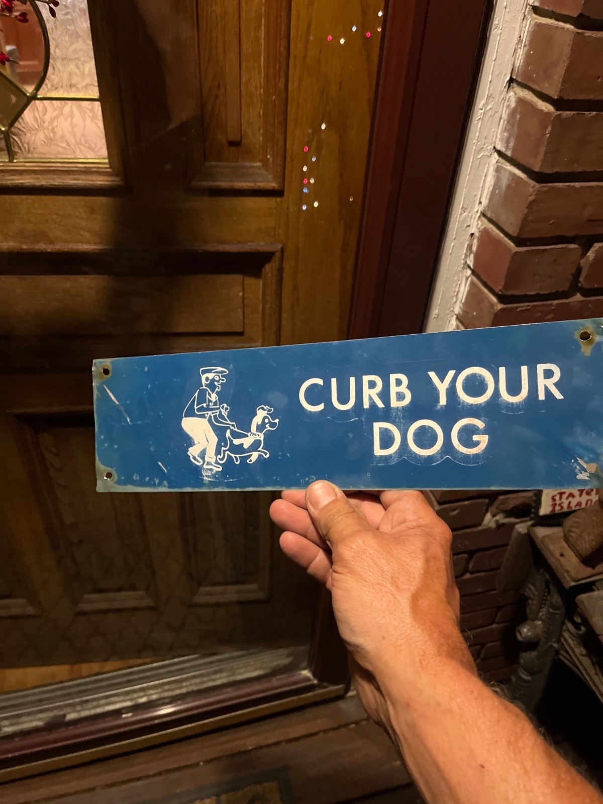 unique, rare, please curb your dog metal sign, cool graphic