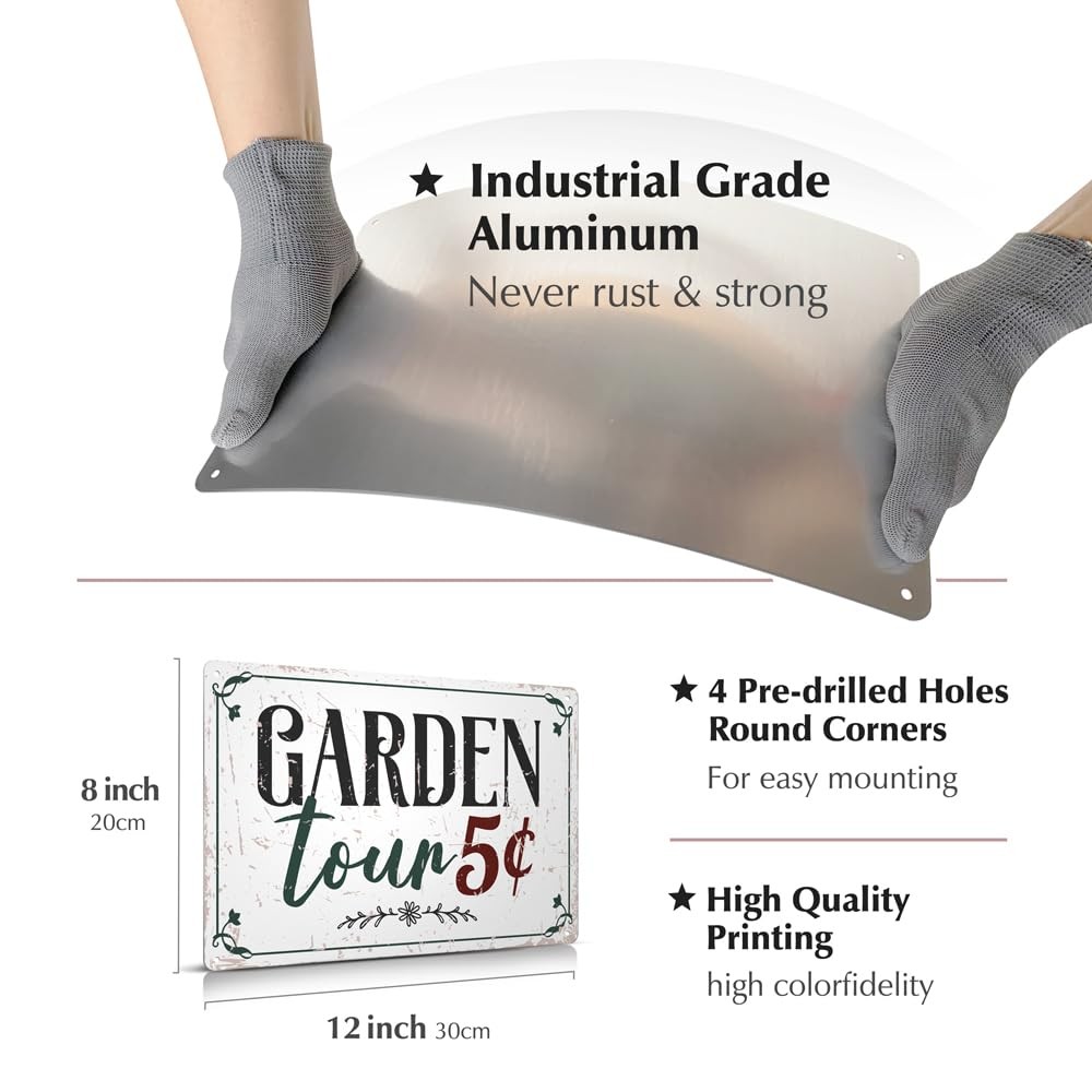 Funny Garden Decor Metal Sign – 12″ x 8″ Outside Signs Gifts for Gardener Pla…