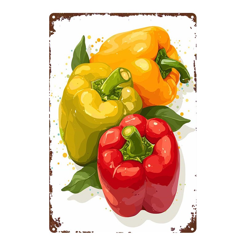Metal Sign Bell Pepper Illustration 8×12 Inches