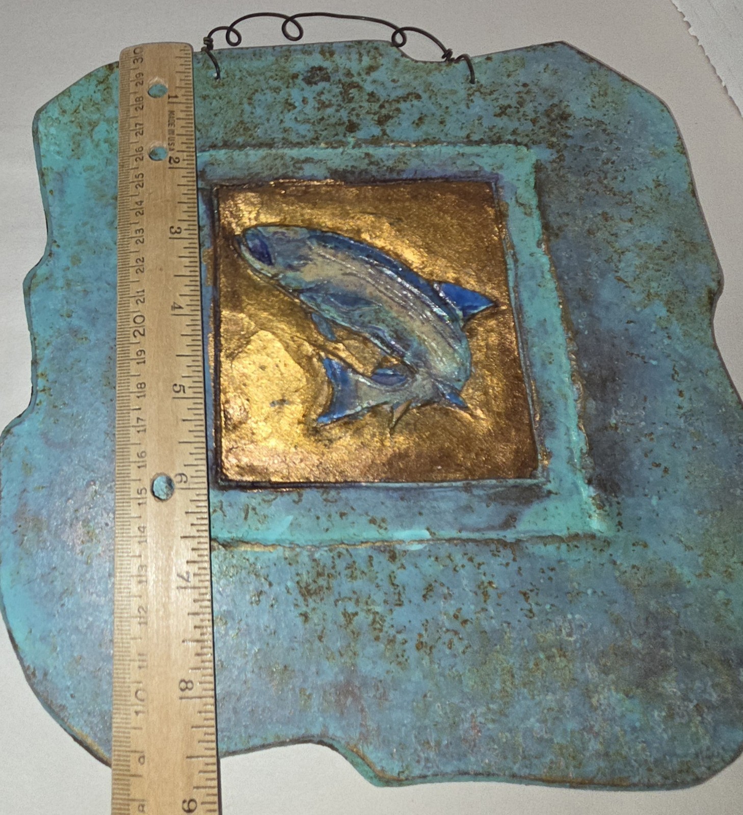 Jeanne Dana Cold Bronze Plaques Wall Art Salmon Caribou Elk Mixed Media 2 Pieces