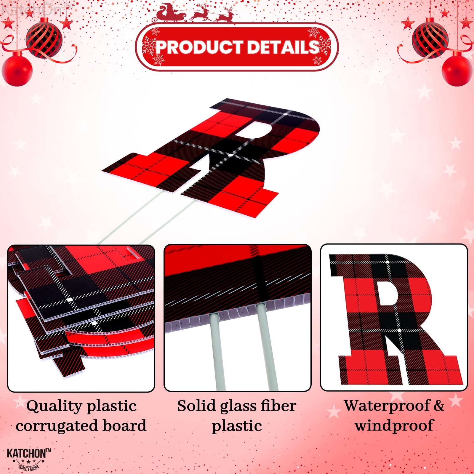 Buffalo Plaid Merry Christmas Yard Signs with Stakes – Pack of 16 | Outdoor C…