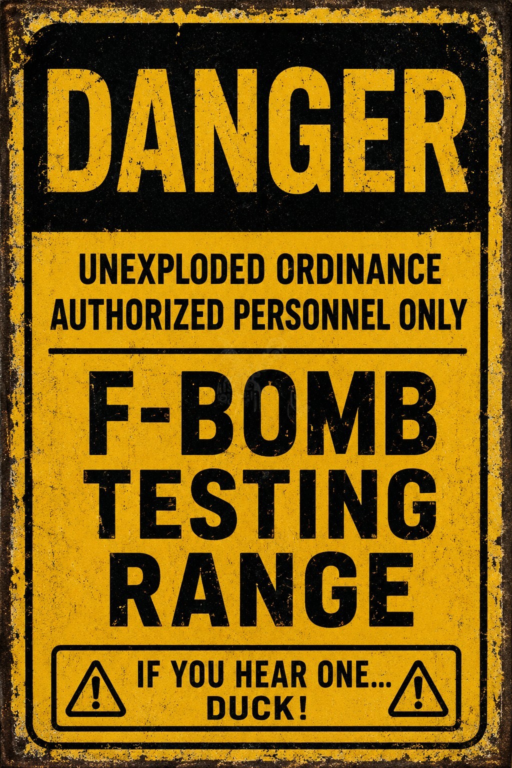 Danger F Bombs Funny Warning Sign – Metal Tin Wall Decor Shop Garage Humor 8×12