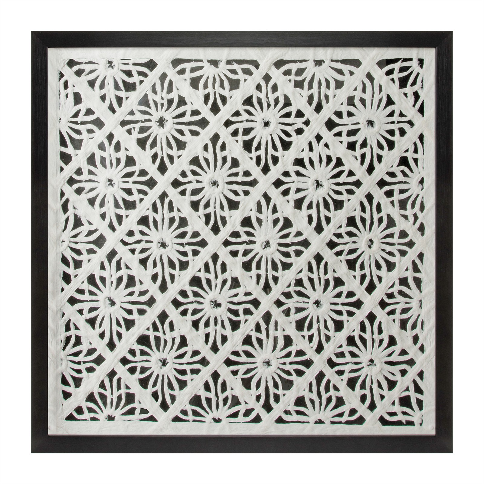 Framed Floral Wall Decor Under Glass 19.5″SQ