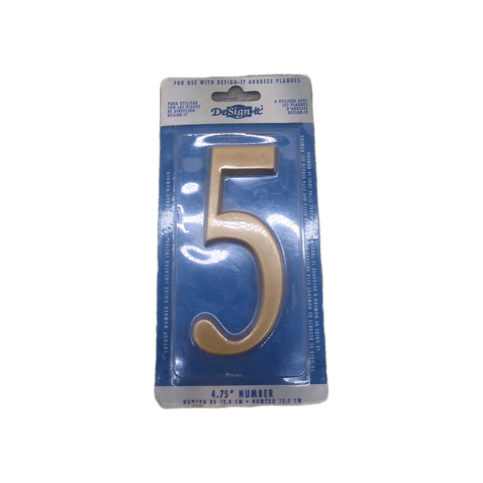 HOUSE NUMBER 4.75″ Satin Brass NUMBER #5 For Use with DESIGN IT ADDRESS PLAQUES