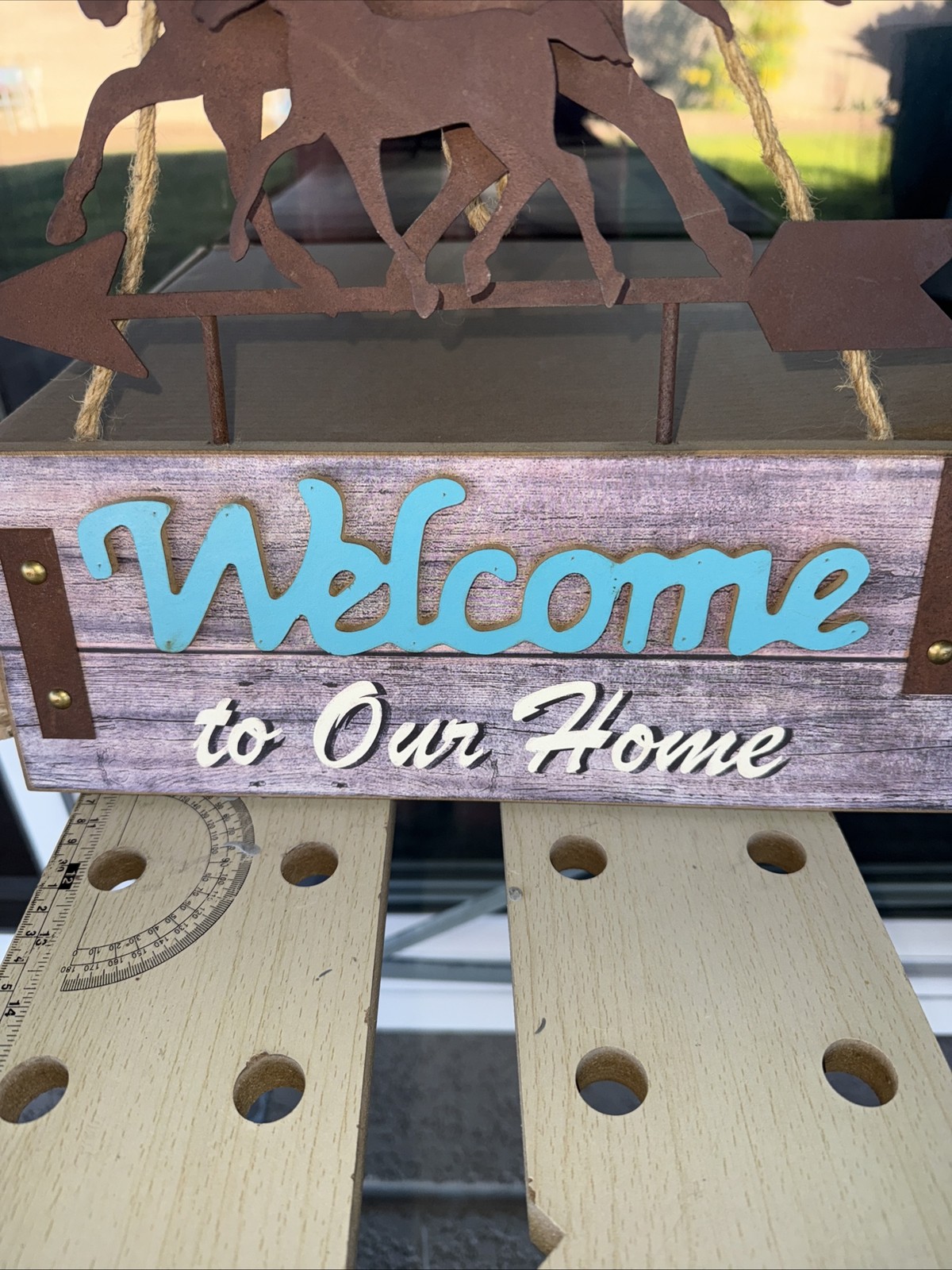 Home Barn Decor Welcome To Our Home Horse And Foal Wood And Metal Signage NEW