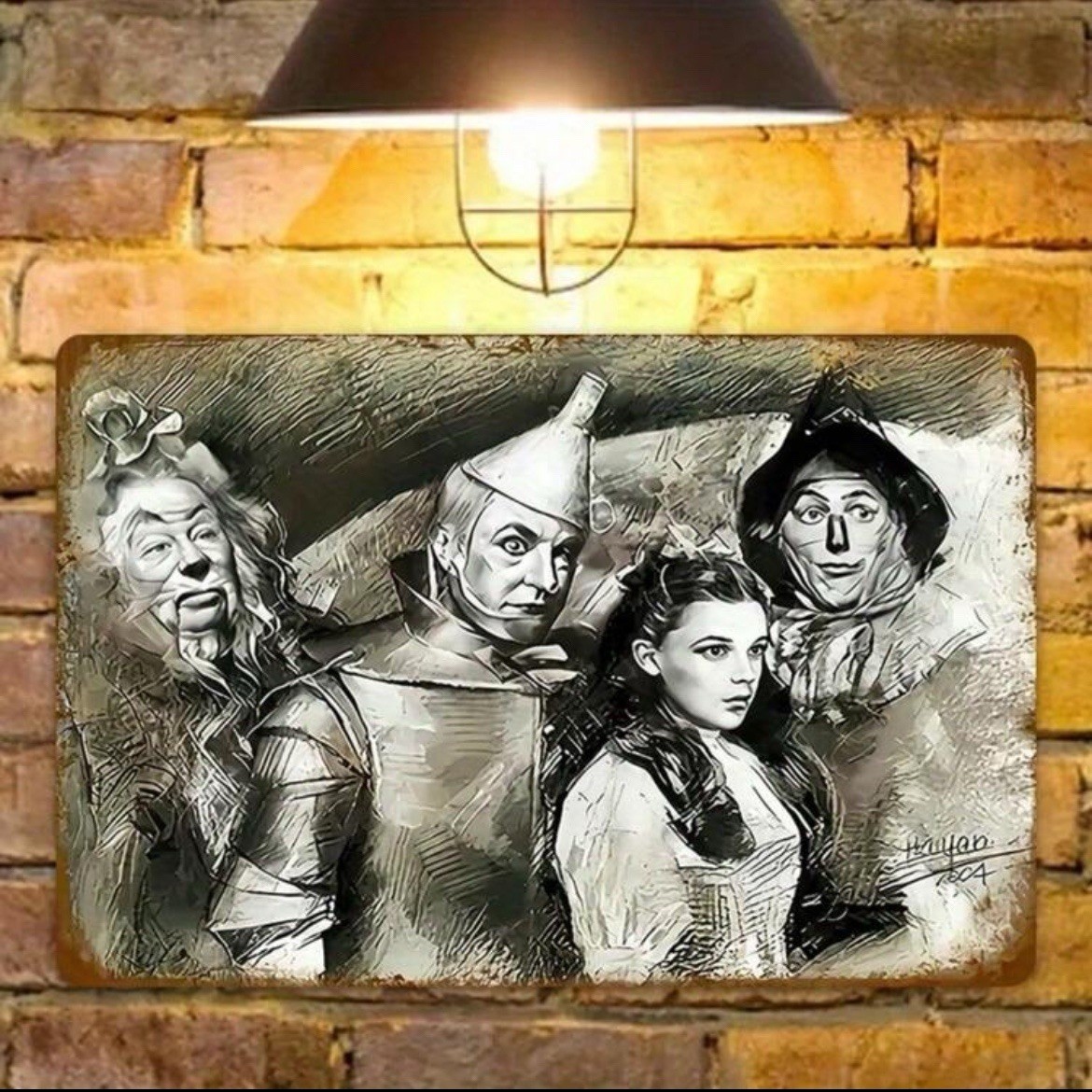 New 8×12 The WIZARD OF OZ Metal Wall Sign LION Tin Man SCARECROW Dorthy Tin RUST