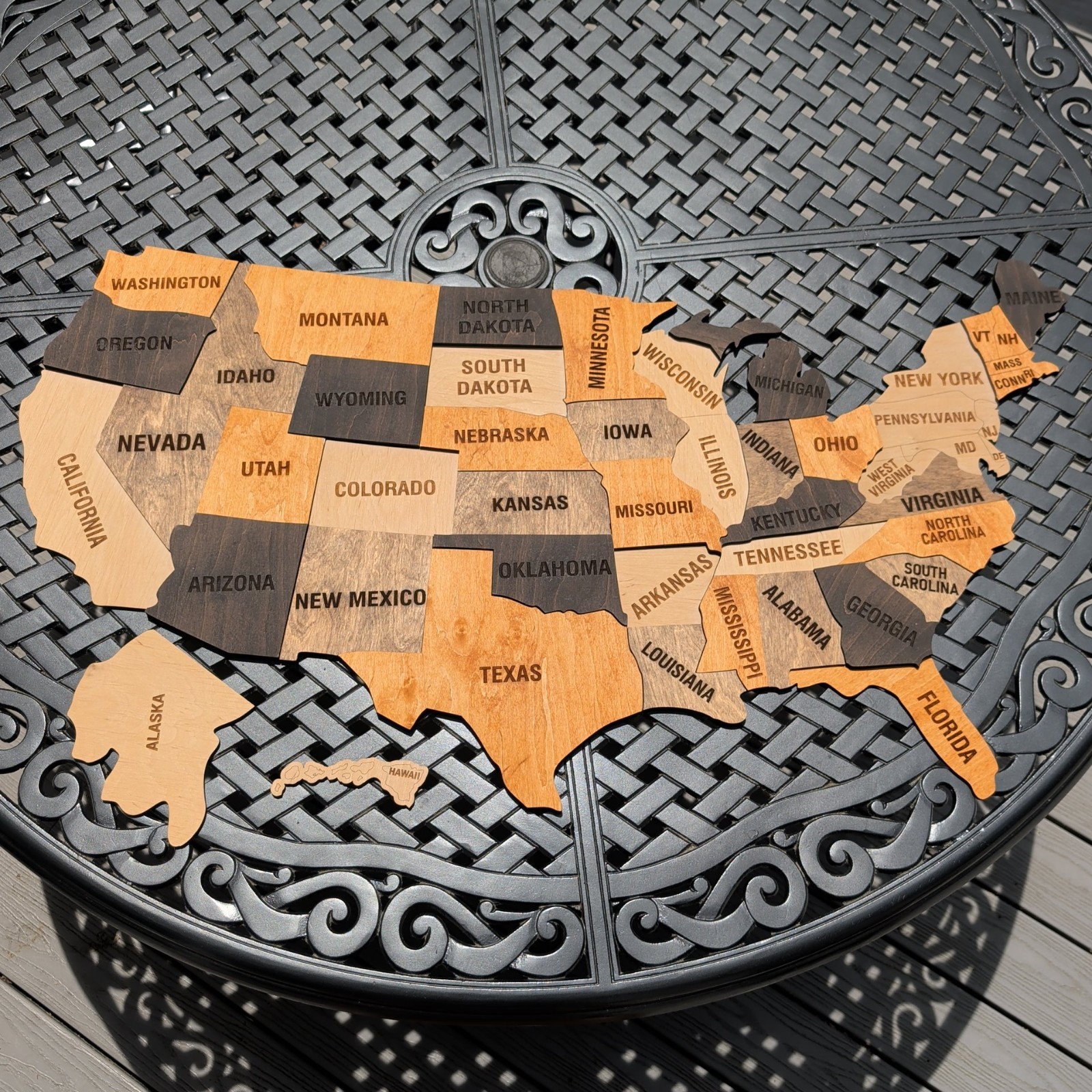 3D Wooden USA Map Home Decor Wall Art 14 Pieces