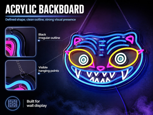 Derpy Tiger Multicolor LED Neon Sign 7.9″x15.7″