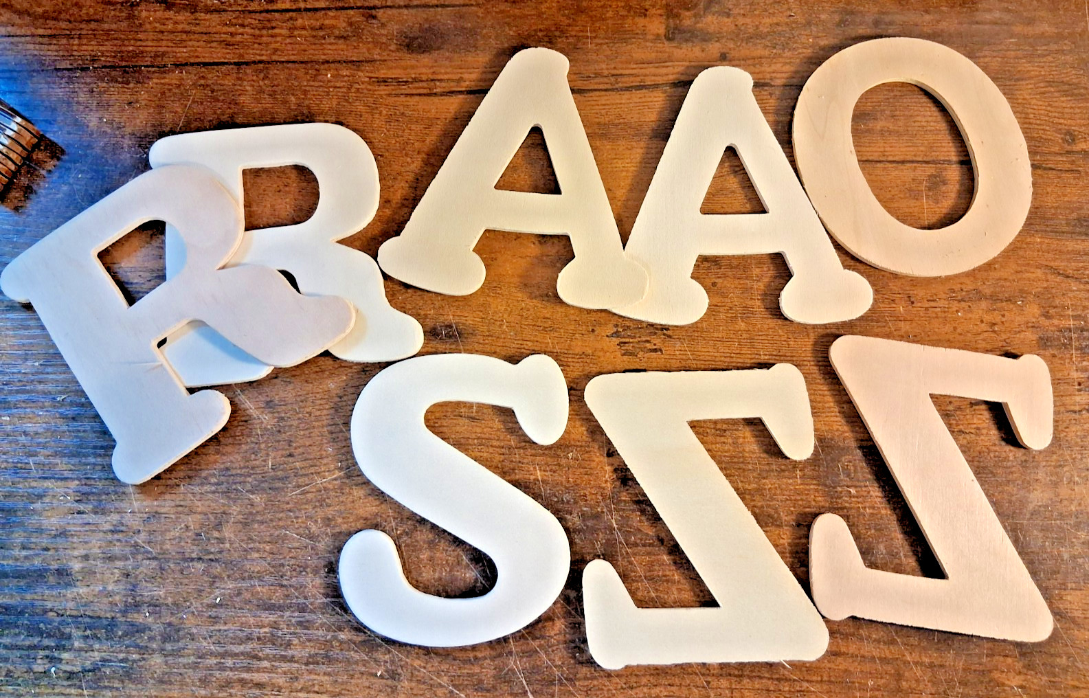 Lot of 42 Wooden Alphabet Letters unfinished and Lot of 10 New Wooden Numbers