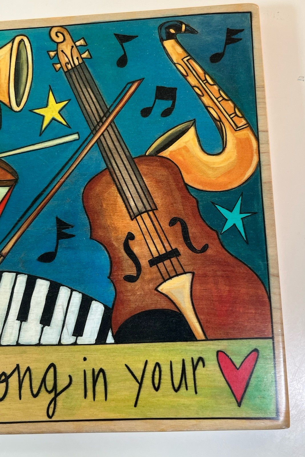 Sincerely Sticks Keep A Song In Your Heart 9″x9″ Wood Wall Hanging Plaque