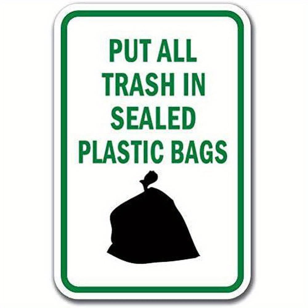 Waste in Sealed Plastic Bags Sign Label